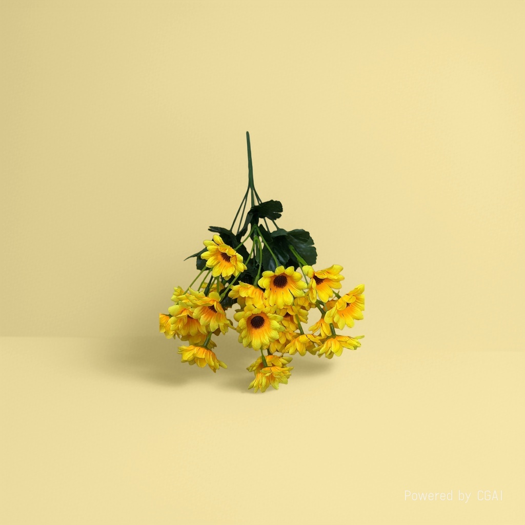 黄色仿真向日葵塑料花束 泡沫花假花花杆 仿真花