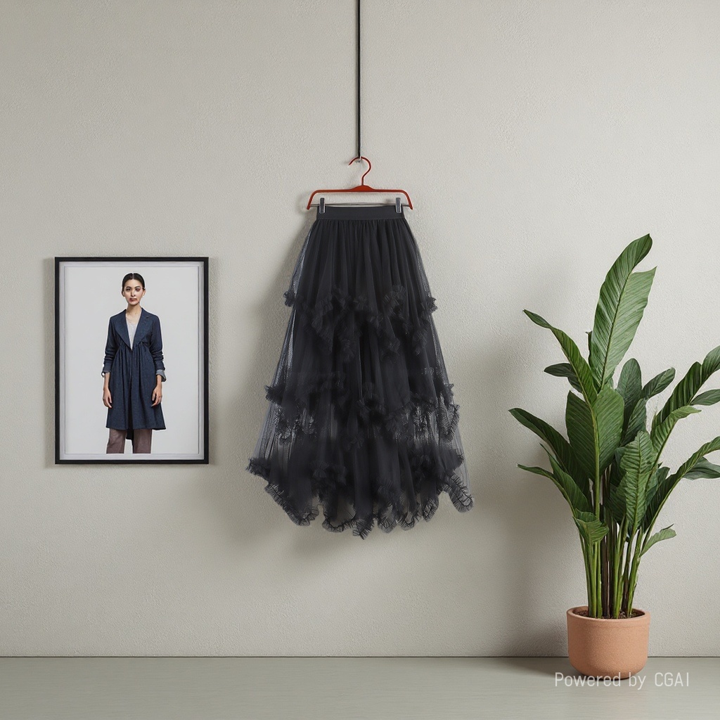 Sweet irregular tulle dress 2025 New high-waisted mid-length A-line puffy fairy cake dress Half skirt for women 104922518 details Picture
