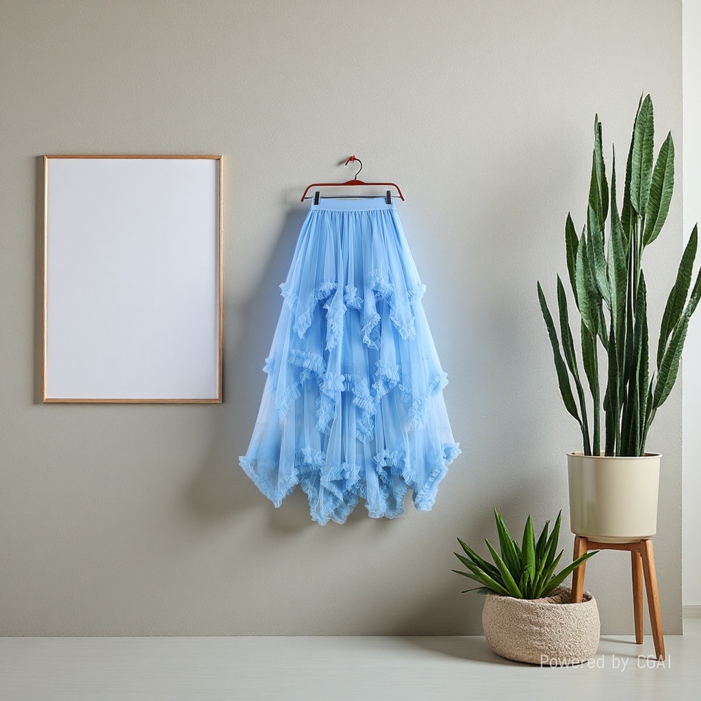 Sweet irregular tulle dress 2025 New high-waisted mid-length A-line puffed fairy cake dress Half skirt for women 104945369 Specification image