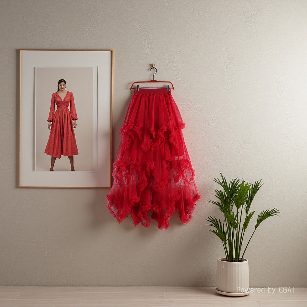 Sweet irregular tulle dress 2025 New high-waisted mid-length A-line puffed fairy cake dress Half skirt for women 105113956 Application Scenario