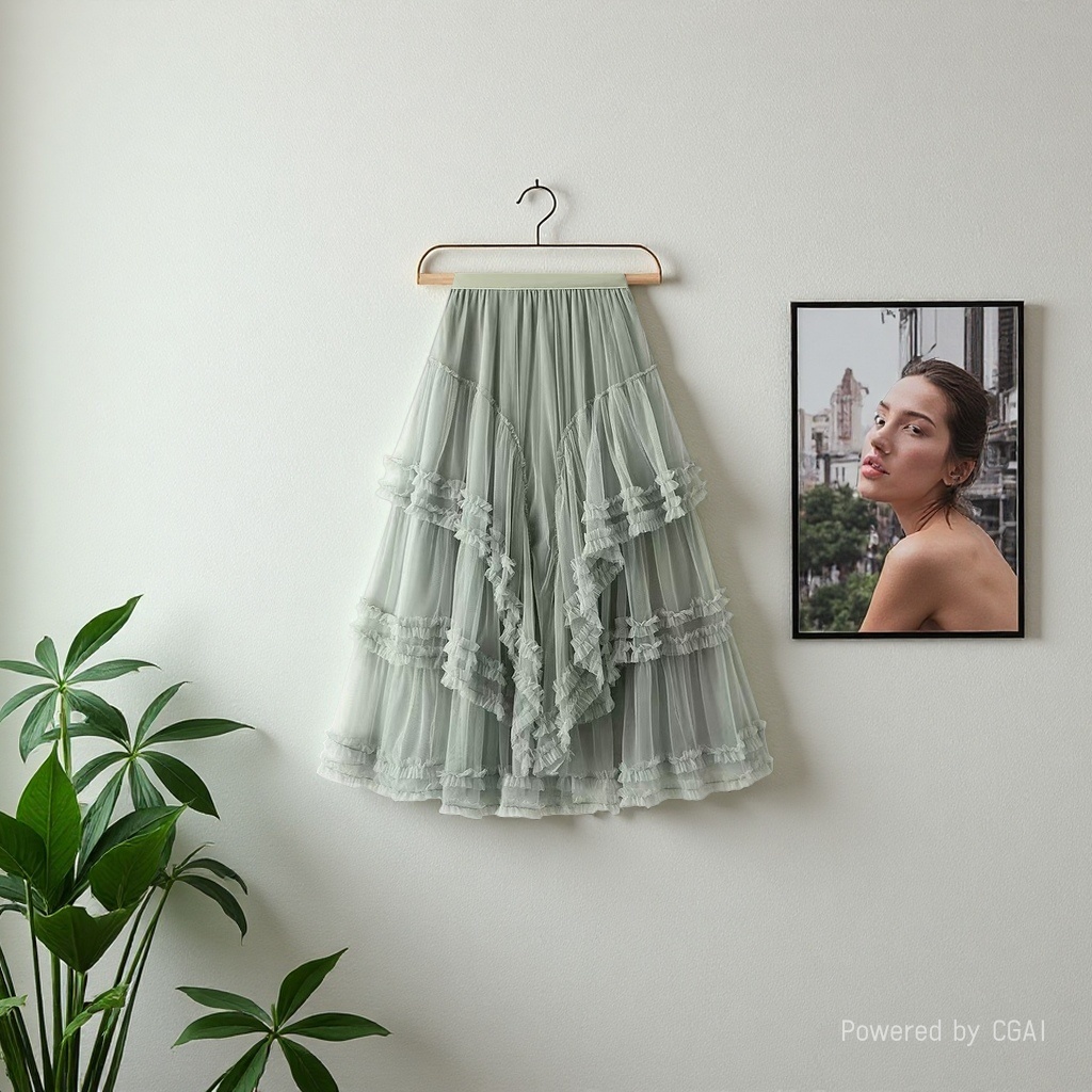 Heavy lace mesh cake dress, puffy cake dress, half skirt, multi-layered and high-end gauze dress Specification image