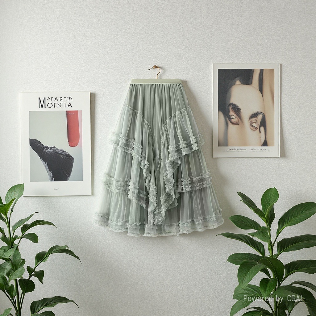 Heavy lace mesh cake dress, puffy cake dress, half skirt, multi-layered and high-end gauze dress details Picture