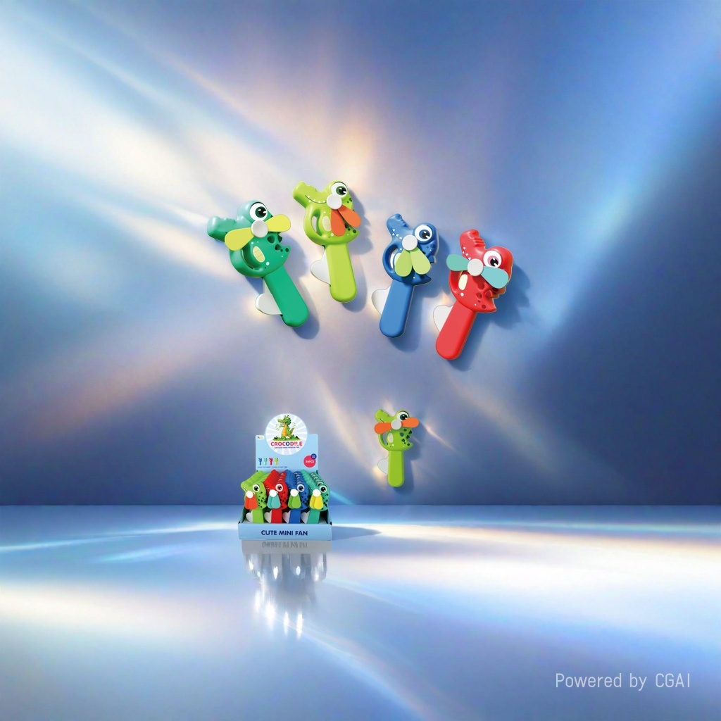 Canned Fish AI electronic toy, colorful cartoon crocodile, handheld small fan, flashing elastic ball, keyboard pendant doll Application Scenario