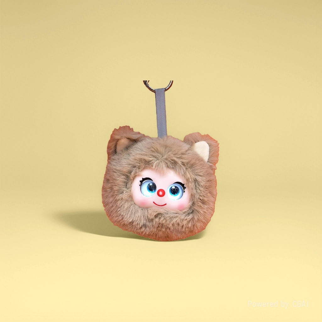 Brown plush cat head doll pendant, Kitty keychain plush toy pendant details Picture