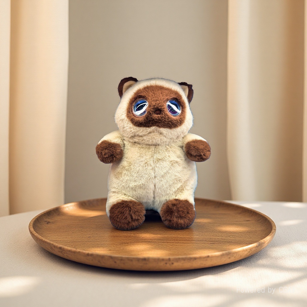 Brown-eyed, beige teddy bear plush toy