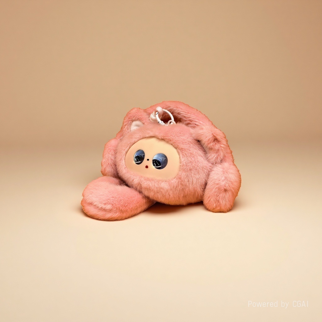 Pink plush simulation rabbit doll, bionic cotton-filled doll, wool felt pendant, cat backpack, Children's Day Specification image