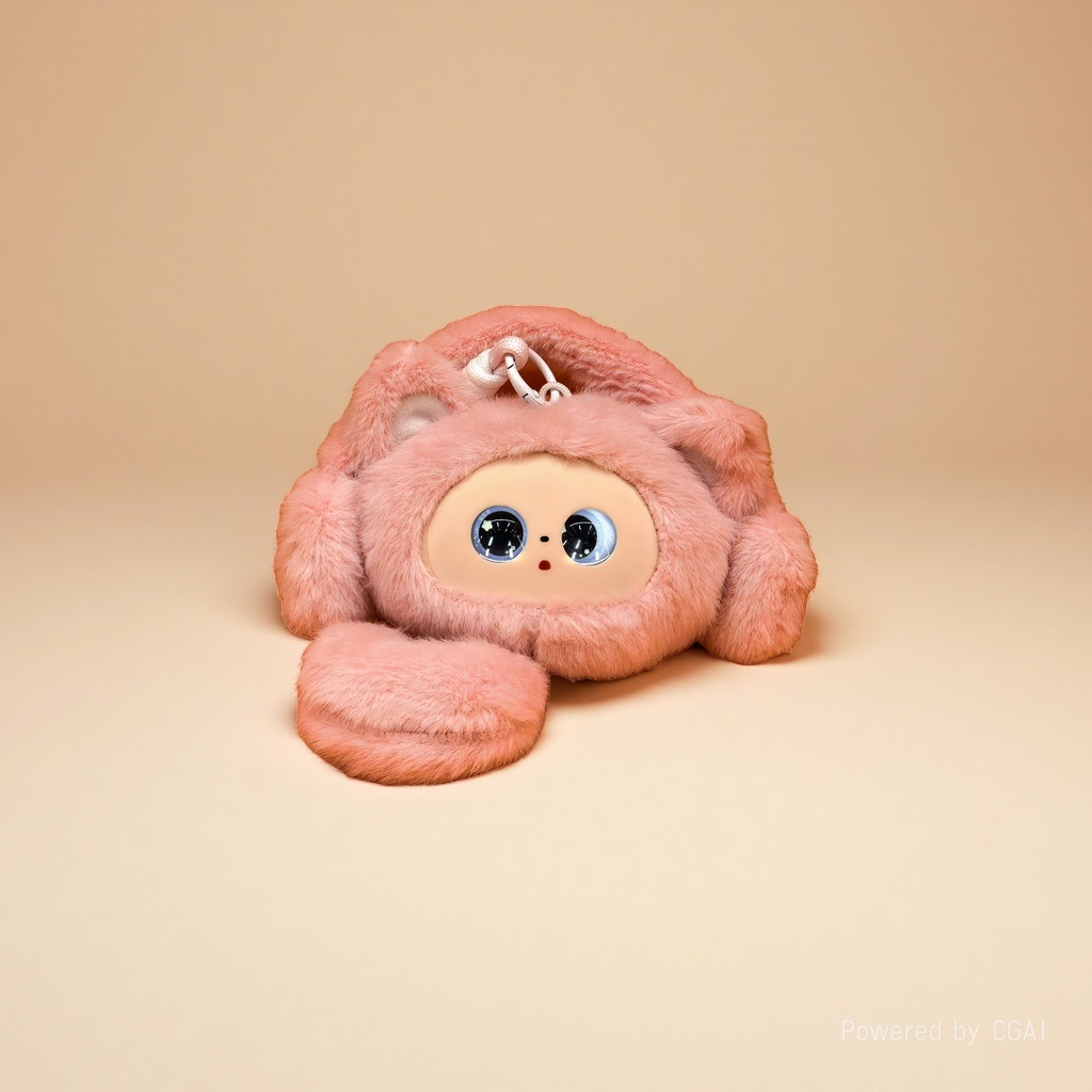 Pink plush simulation rabbit doll, bionic cotton-filled doll, wool felt pendant, cat backpack, Children's Day