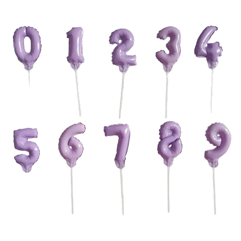 Wholesale of 5-inch support pole macaron digital balloons, aluminum membrane balloons, birthday and festival party balloons Item Picture