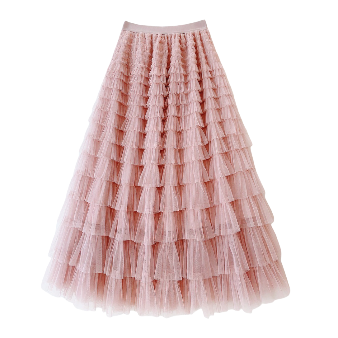 Tulle skirt 2026 Summer New high-waisted layer cake skirt mid-length pleated fairy tulle skirt 093913174 Item Picture