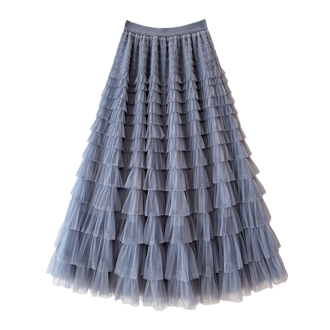 Tulle skirt 2026 Summer new high-waisted layer cake skirt mid-length pleated fairy tulle skirt 094214269 Item Picture