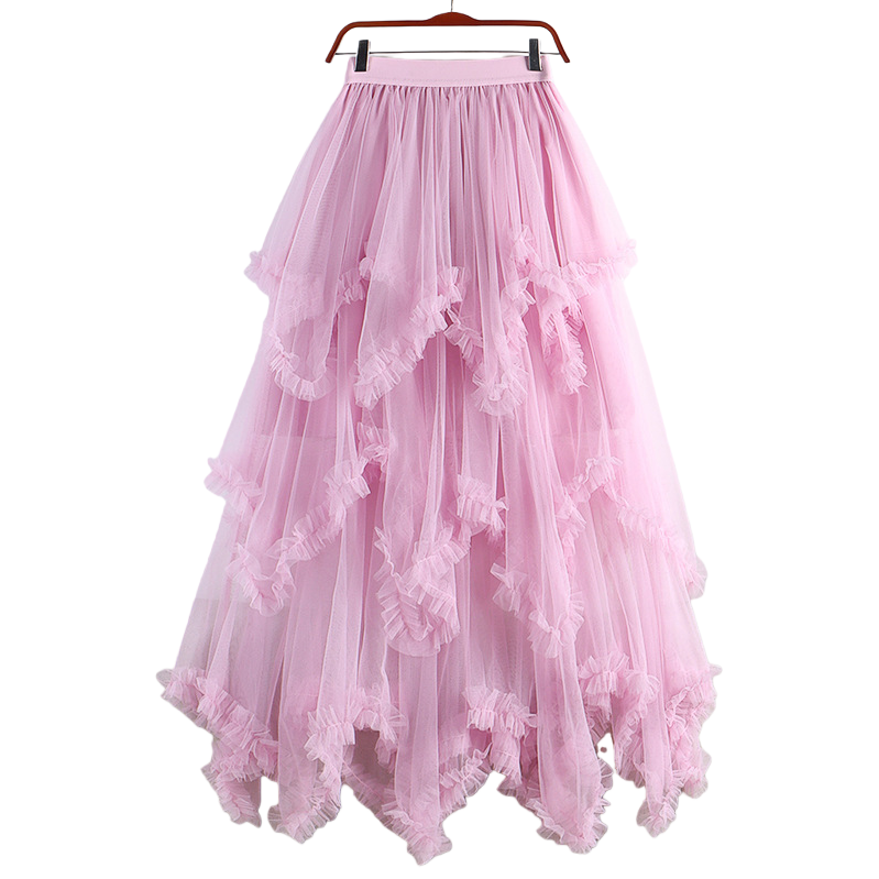 Sweet irregular tulle dress 2025 New high-waisted mid-length A-line puffy fairy cake dress Half skirt for women 104707559 Item Picture