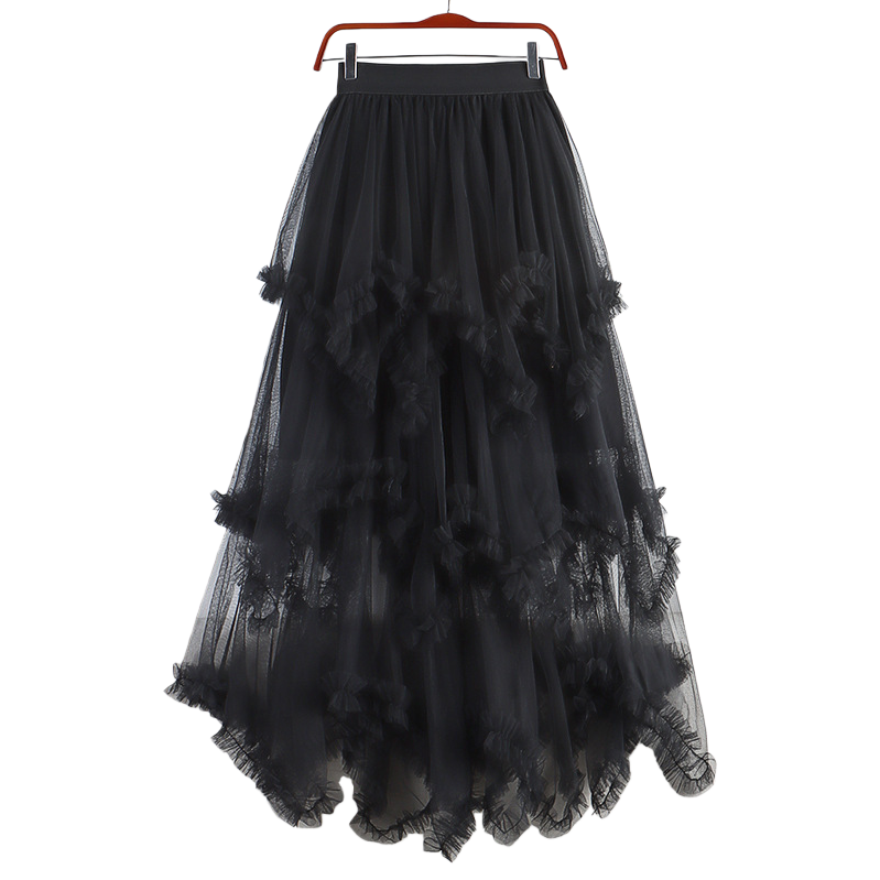Sweet irregular tulle dress 2025 New high-waisted mid-length A-line puffy fairy cake dress Half skirt for women 104922518 Item Picture