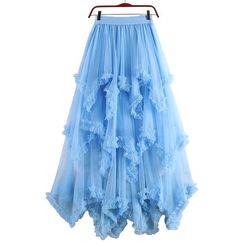 Sweet irregular tulle dress 2025 New high-waisted mid-length A-line puffed fairy cake dress Half skirt for women 104945369 Item Picture
