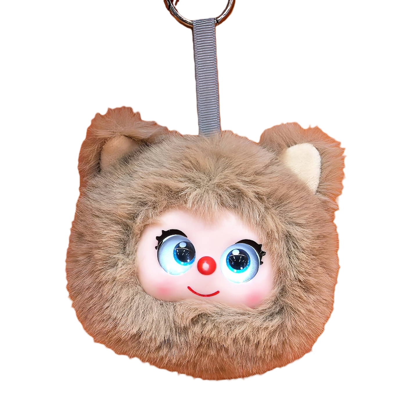 Brown plush cat head doll pendant, Kitty keychain plush toy pendant Item Picture