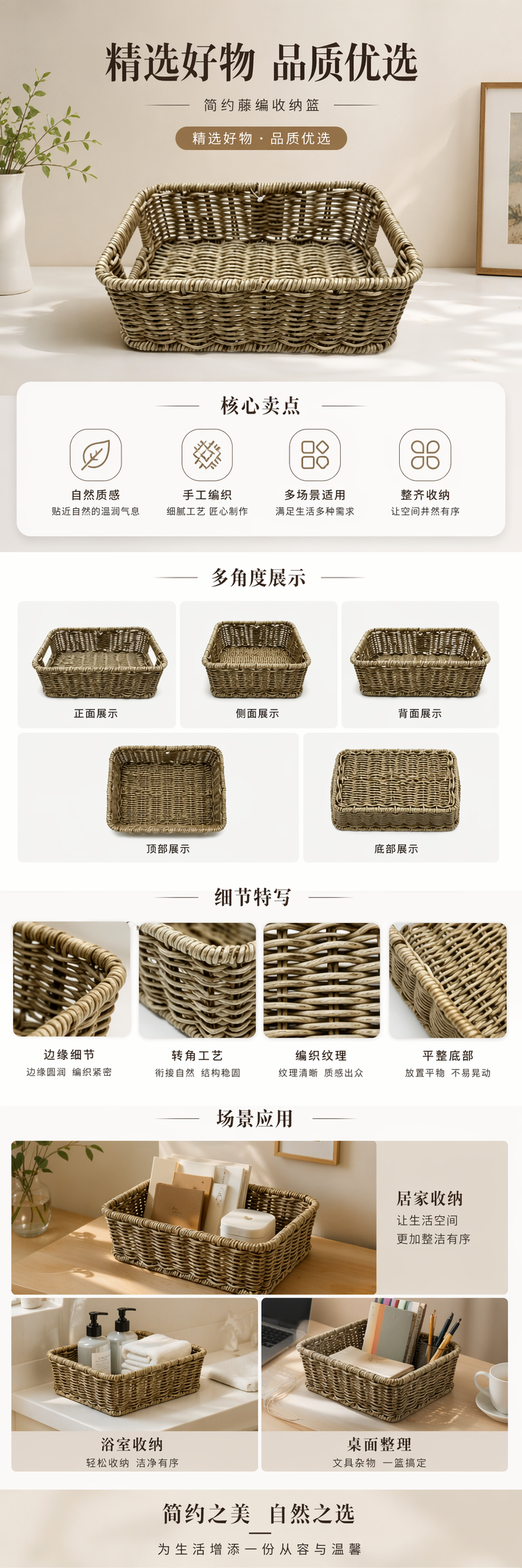 仿藤编织长方形抽盆水果面包篮家居多功能收纳篮鸡蛋篮商超礼品包装篮伴手礼品篮厨房酱料收纳篮洗手间纸巾收纳篮详情1