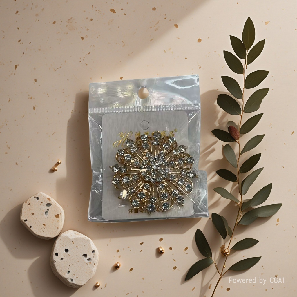 金色镶钻花朵卡通胸针 收腰扣链条胸针