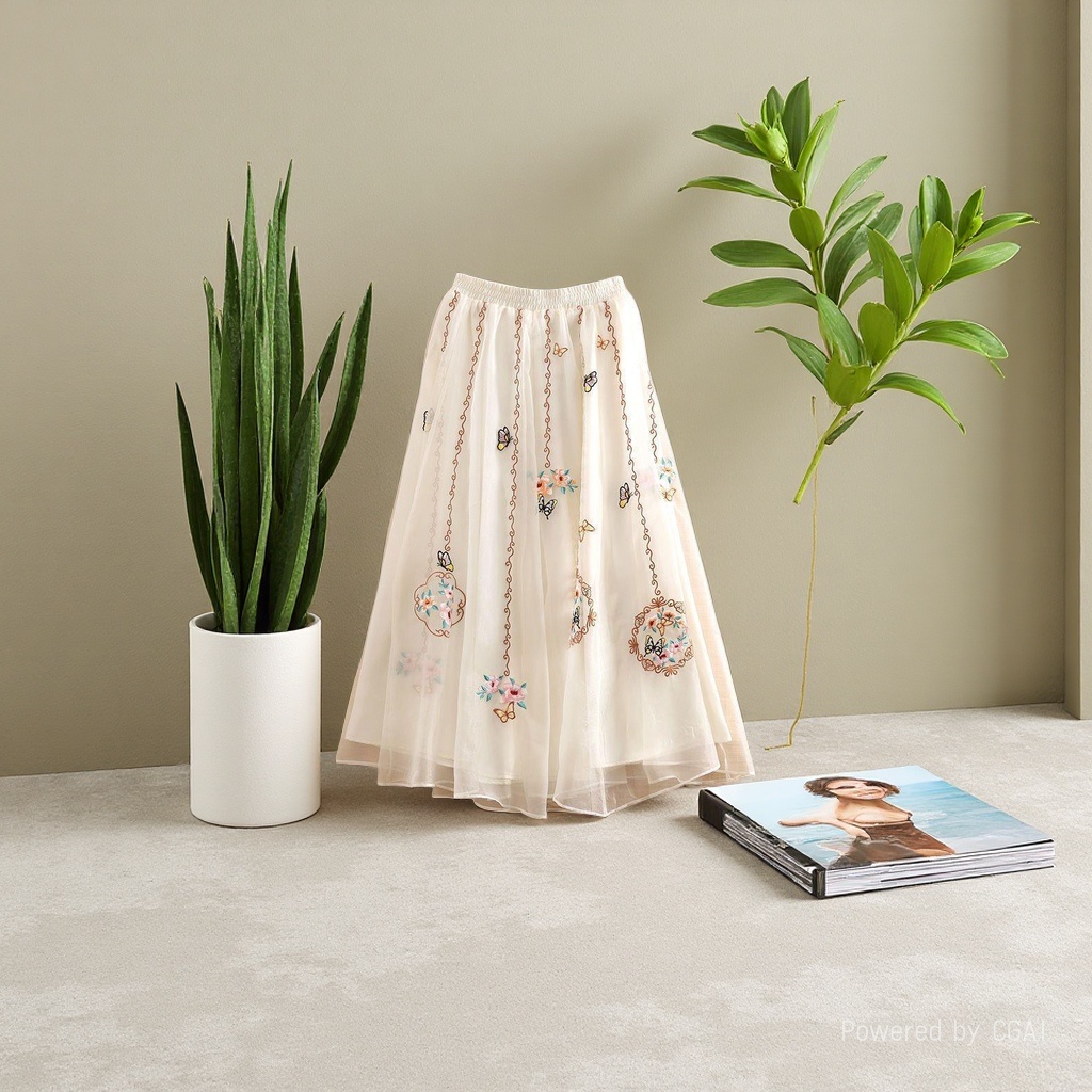 New Chinese-style retro half skirt for summer 2023, a new fairy dress with embroidery and heavy craftsmanship, a mid-length A-line skirt in ancient style for women