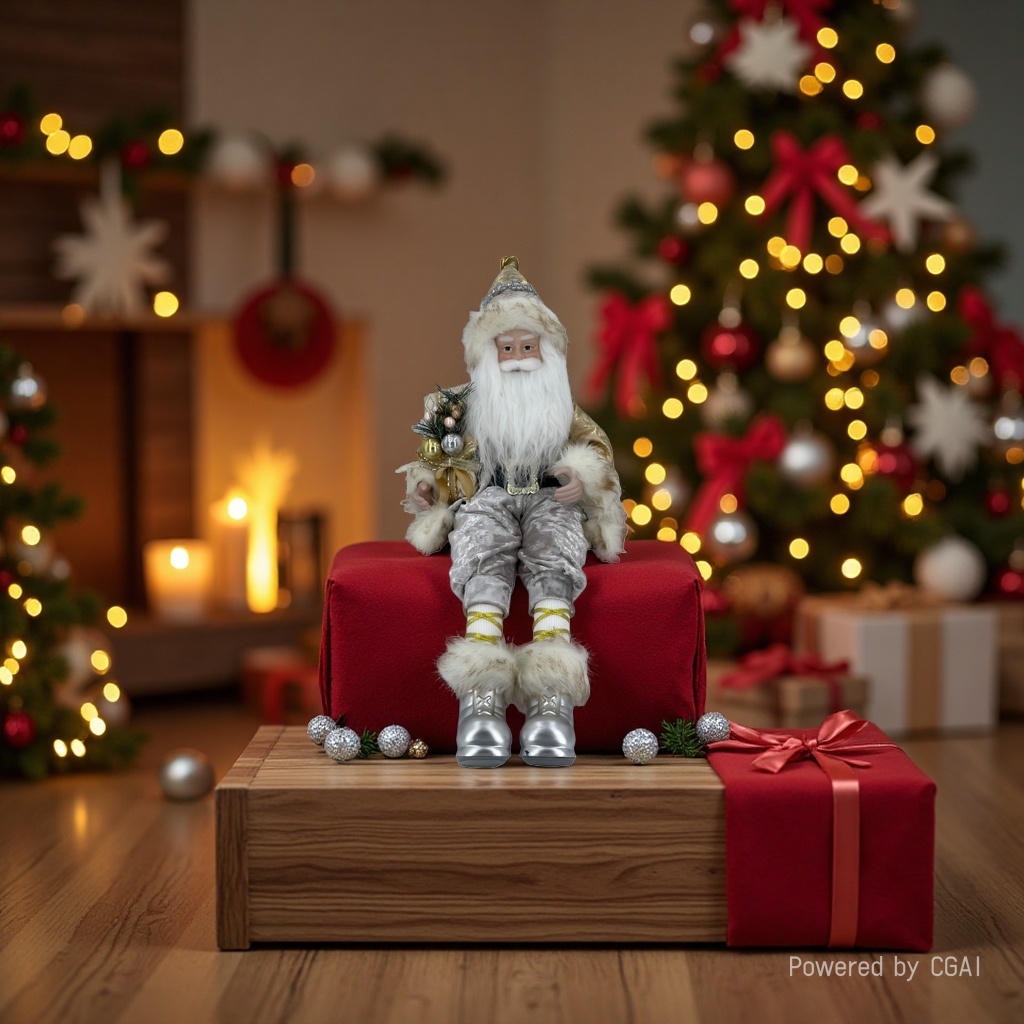 Golden Santa Claus dolls, other figurines, holiday decorations, Christmas plush ornaments, plush toys Application Scenario