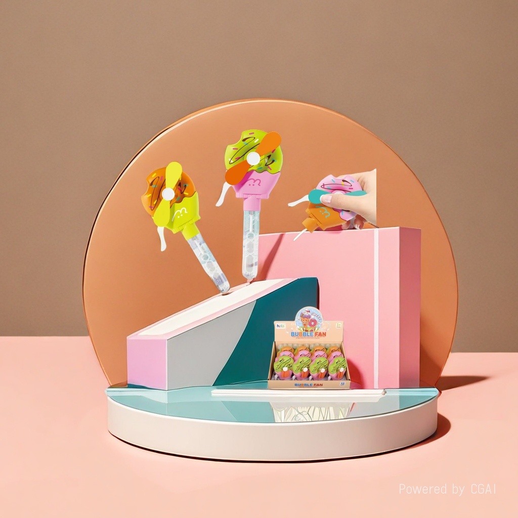 Colorful ice cream-shaped bubble fan toys, bubble machines, bubble guns, light toys details Picture
