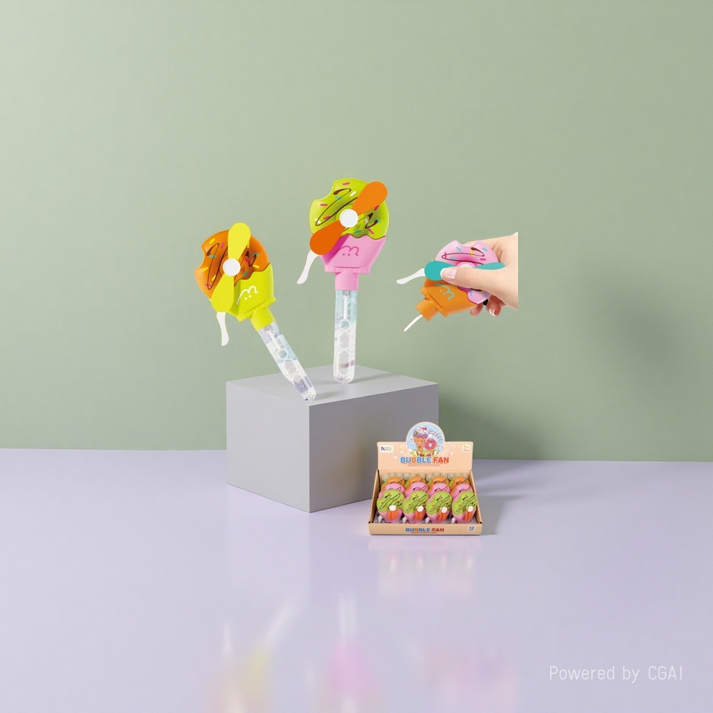Colorful ice cream-shaped bubble fan toys, bubble machines, bubble guns, light toys Specification image