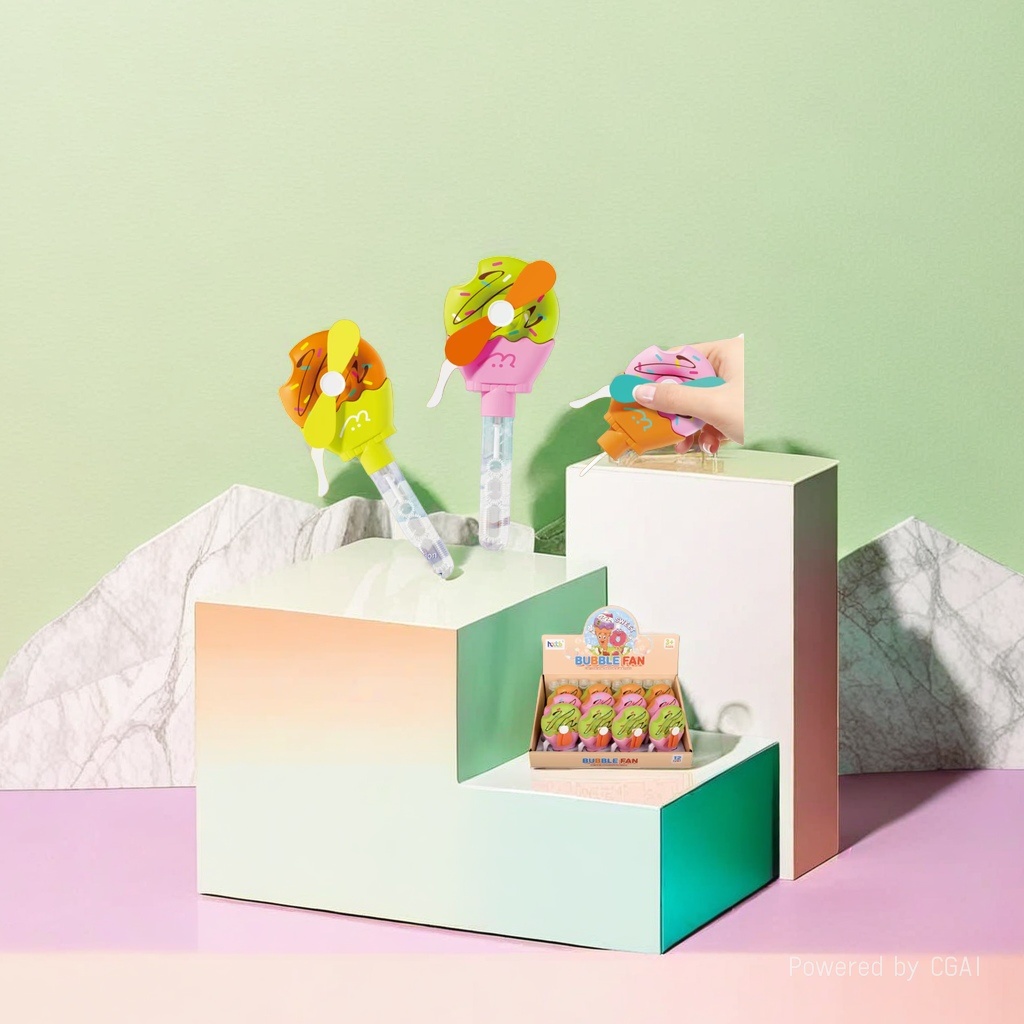 Colorful ice cream-shaped bubble fan toys, bubble machines, bubble guns, light toys