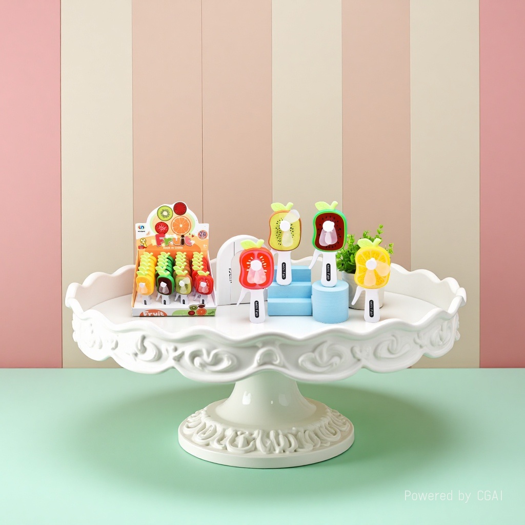 Mini hand-pressed fan in the shape of colorful fruits, portable and silent