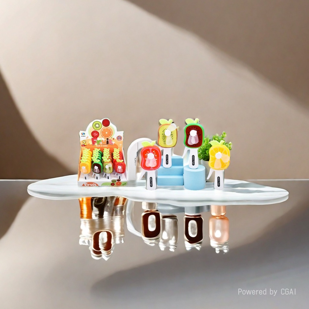 Mini hand-pressed fan in the shape of colorful fruits, portable and silent Application Scenario