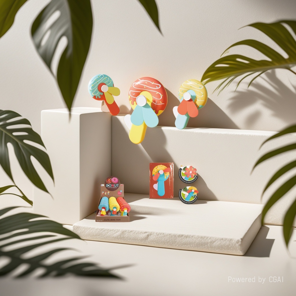 Canned Fish AI electronic toys, colorful doughnuts, handheld small fans, flashing elastic balls, keyboard pendants, figurines details Picture