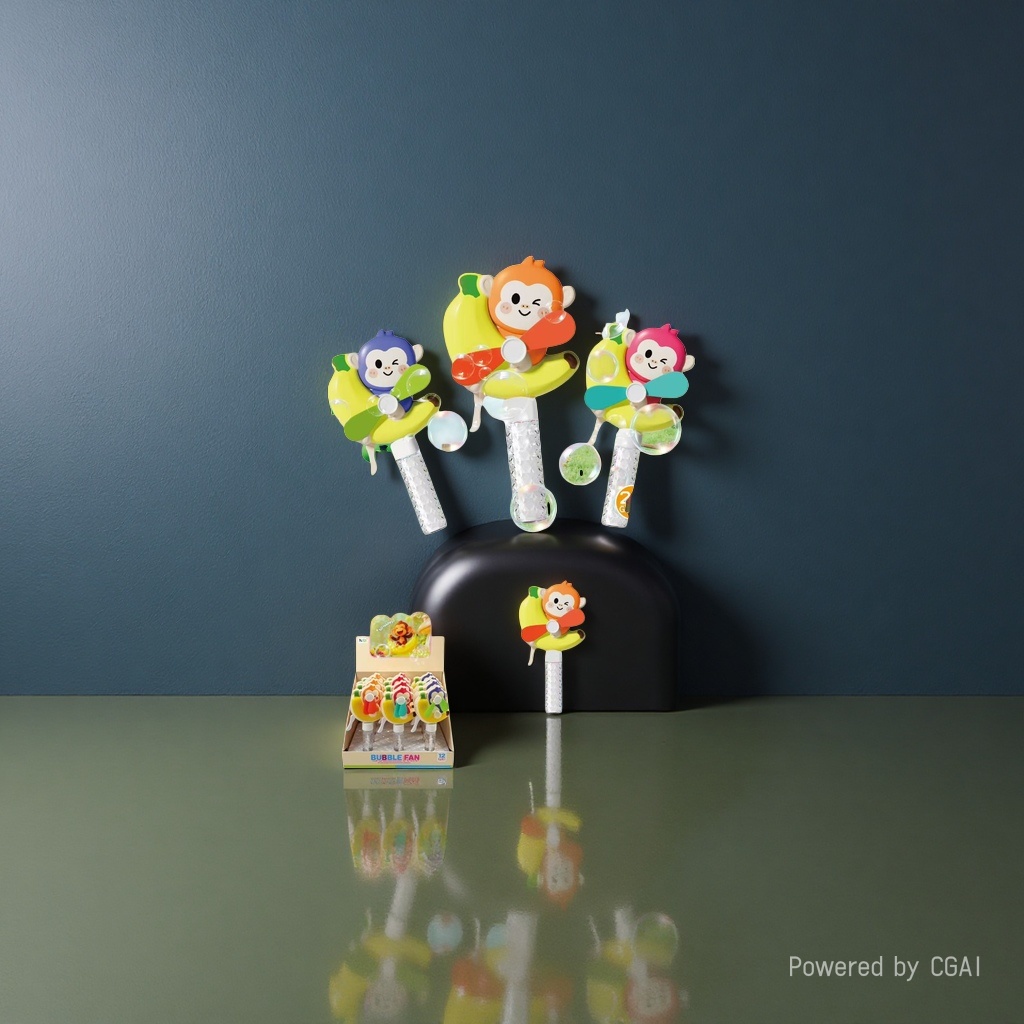 Colorful monkey-shaped bubble fan toys, bubble machines, bubble guns, light toys