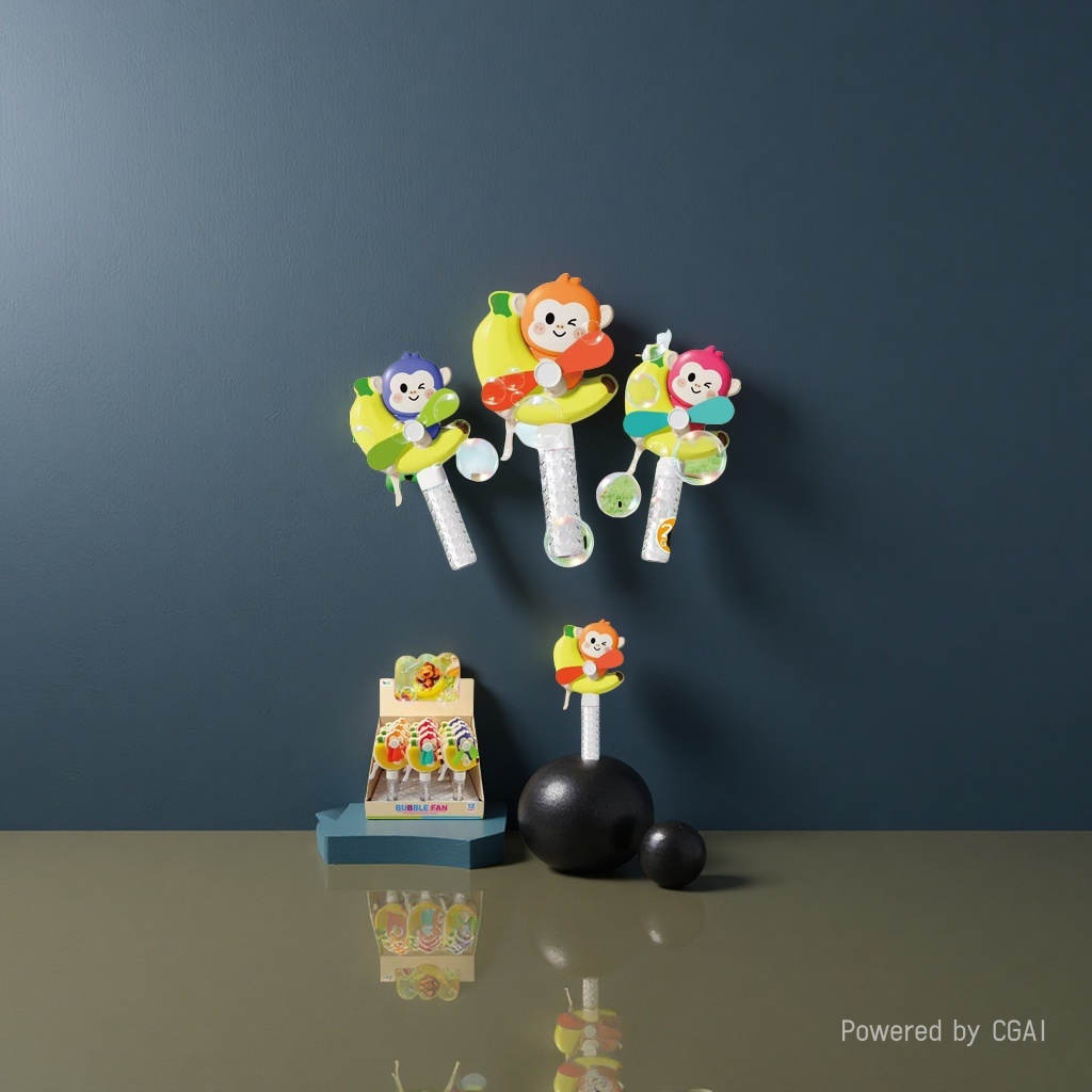 Colorful monkey-shaped bubble fan toys, bubble machines, bubble guns, light toys details Picture