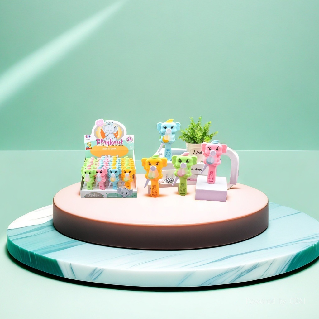 Colorful elephant-shaped mini handheld fan, neck-hanging small electric fan, hand in hand to press the fan