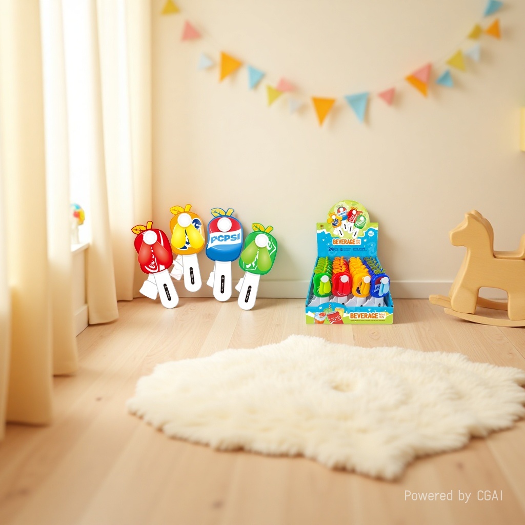 Mini handheld fan, colorful beverage shaped hand-pressed fan details Picture