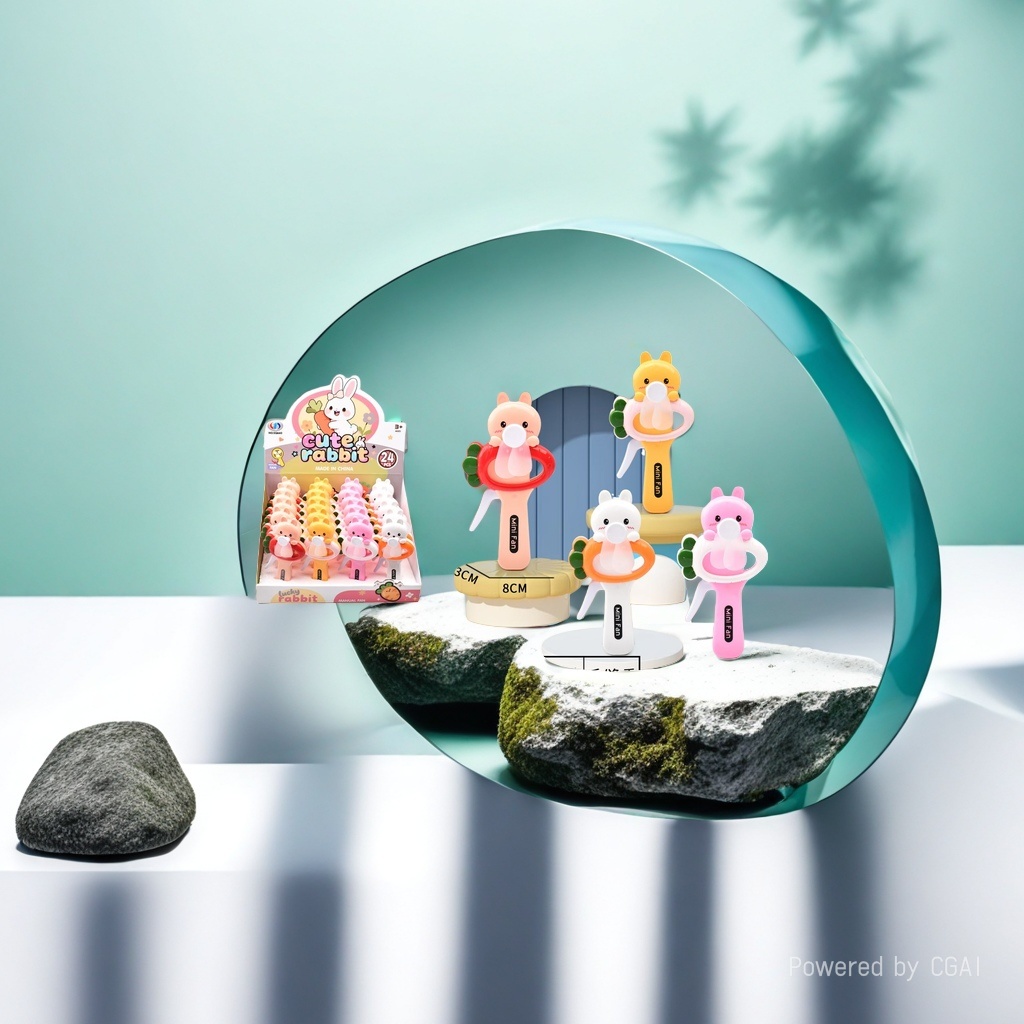 Mini hand-pressed fan in the shape of a colorful rabbit Application Scenario