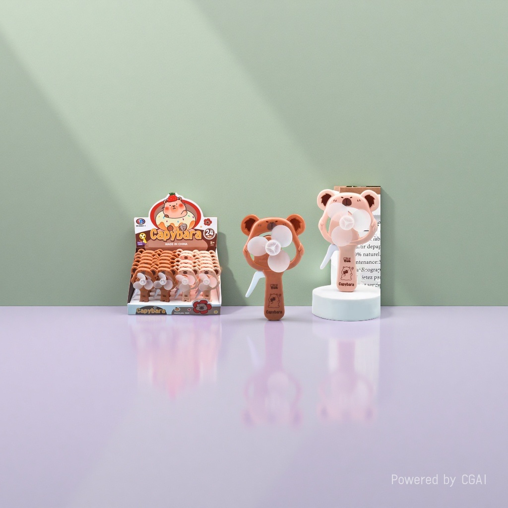 Mini handheld electric fan in the shape of a cartoon bear, hand-pressed small fan details Picture