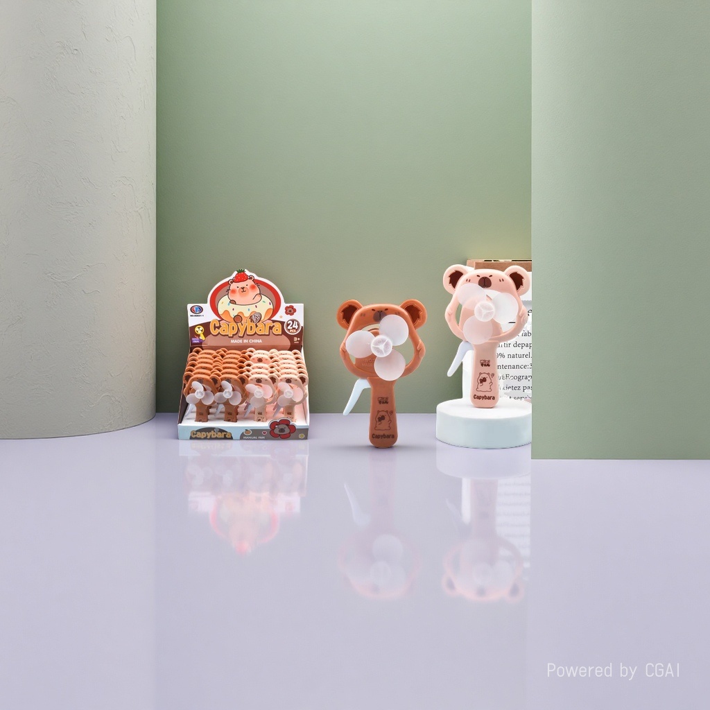 Mini handheld electric fan in the shape of a cartoon bear, hand-pressed small fan Specification image