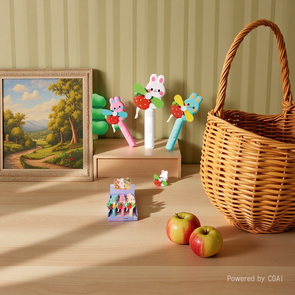 Colorful cartoon rabbit creative toy fan, cute and fun hand-pressed small fan