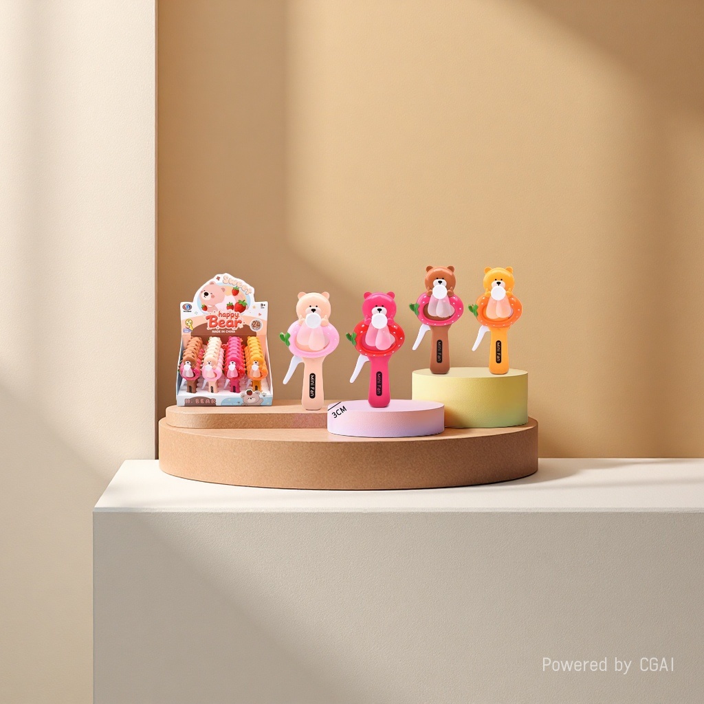 A hot-selling, high-appearance-level, colorful cartoon bear hand-pressing fan