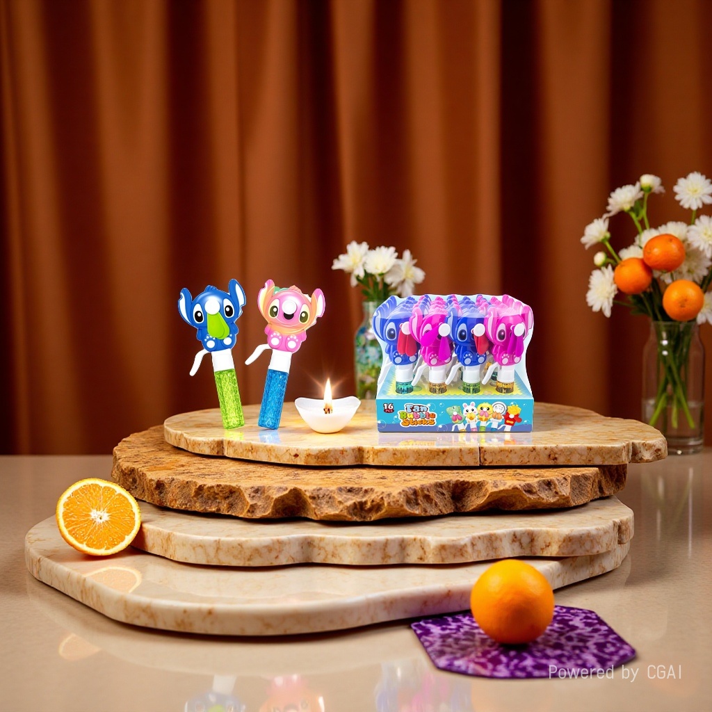 Colorful cartoon fan, bubble stick, water play toy, hand-pressed small fan details Picture