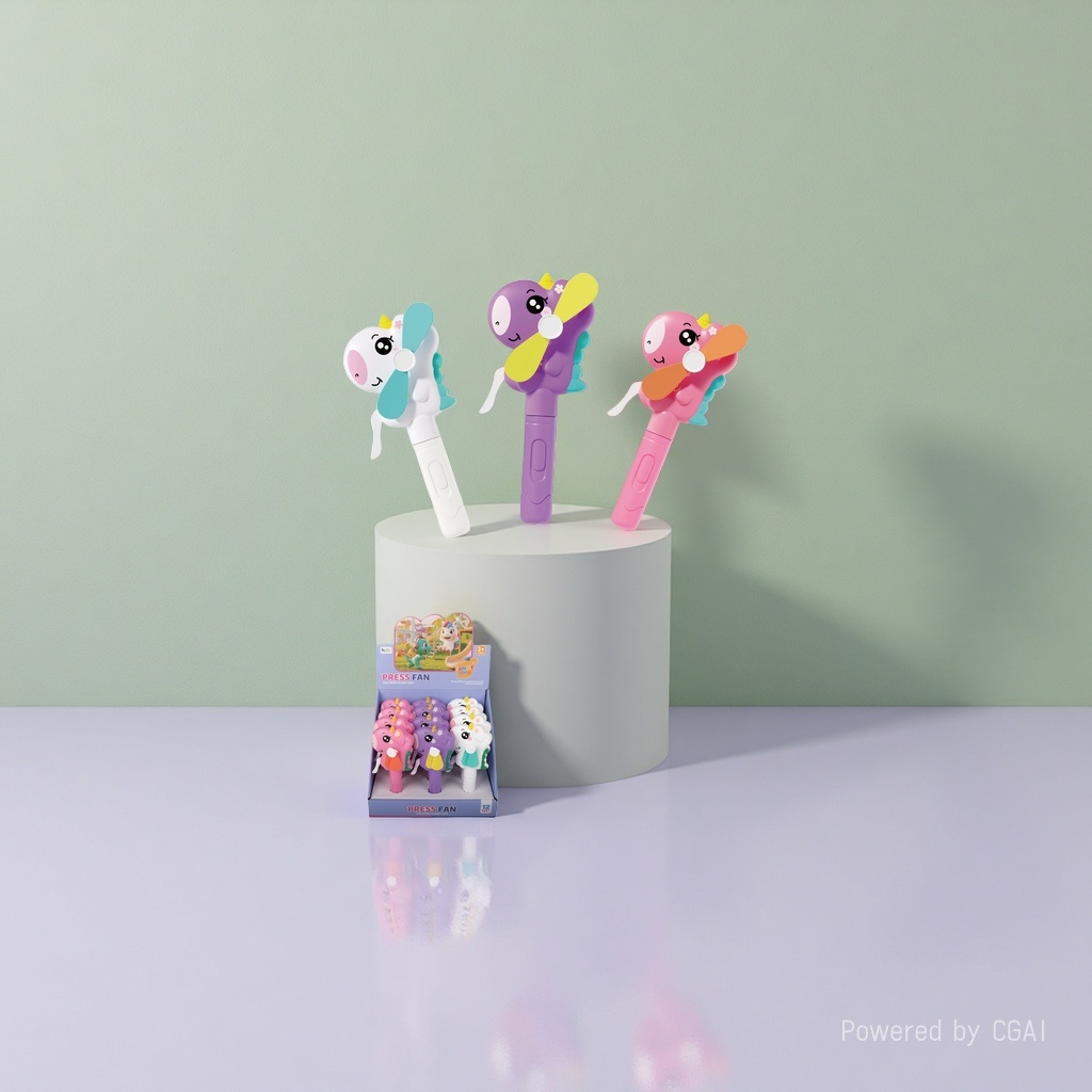 Colorful cartoon hand-pressed fan