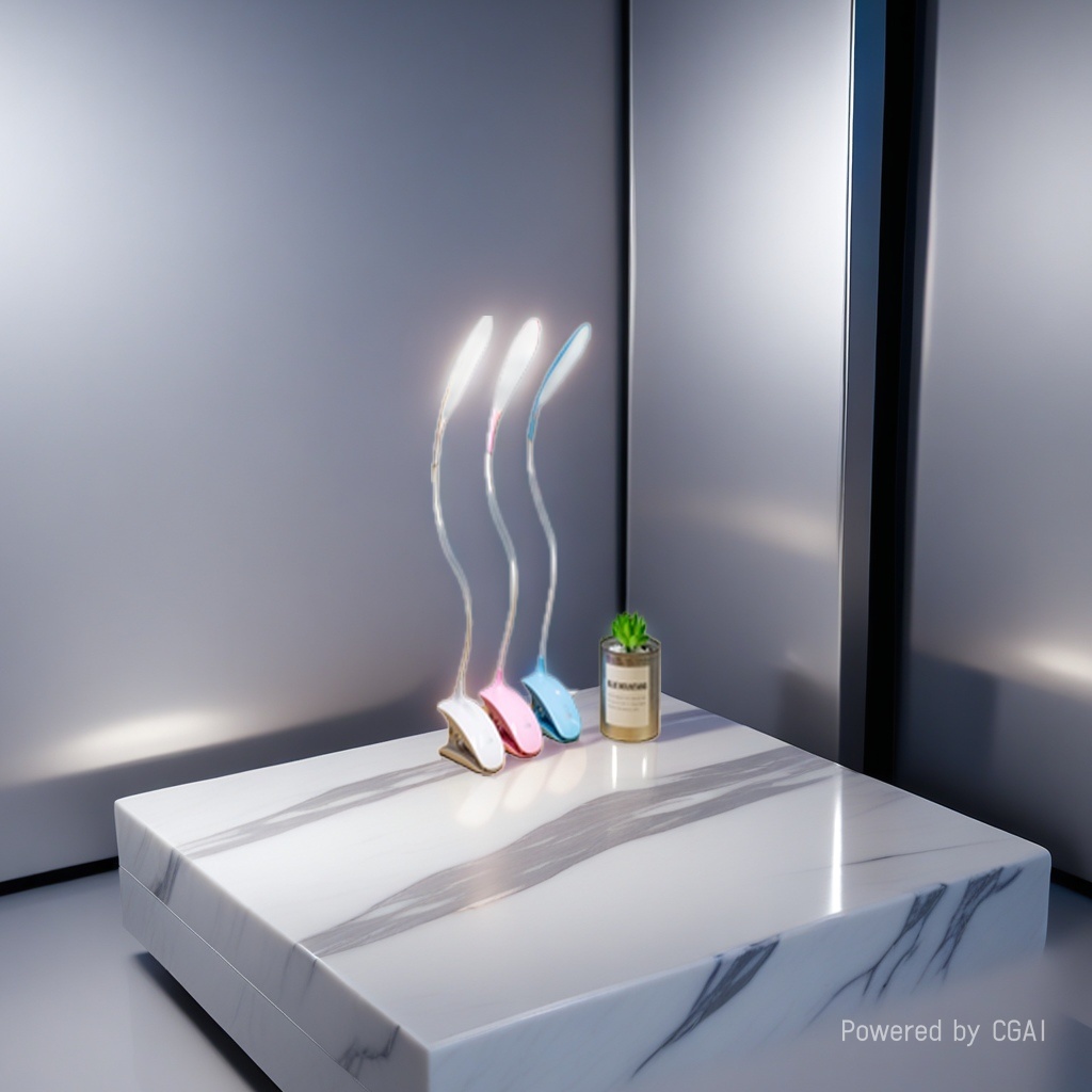 Three colorful clip-on reading desk lamps, eye-protecting and long-lasting magnifying glass desk lamps Application Scenario