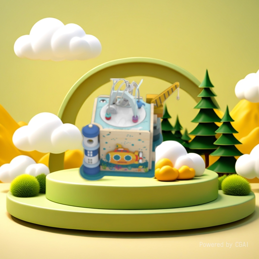 Baby ocean-themed multi-functional game box, pearl lamp tower crane, wooden treasure box, educational toys for 1-3 years old Specification image