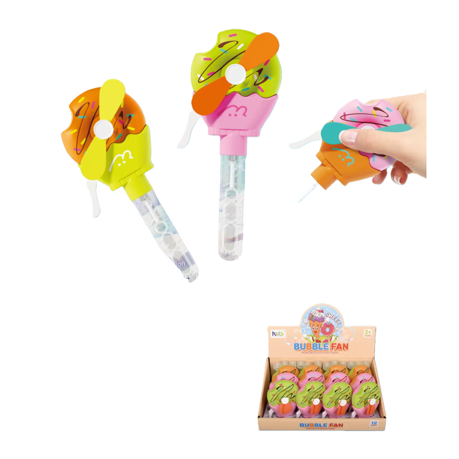 Colorful ice cream-shaped bubble fan toys, bubble machines, bubble guns, light toys Item Picture