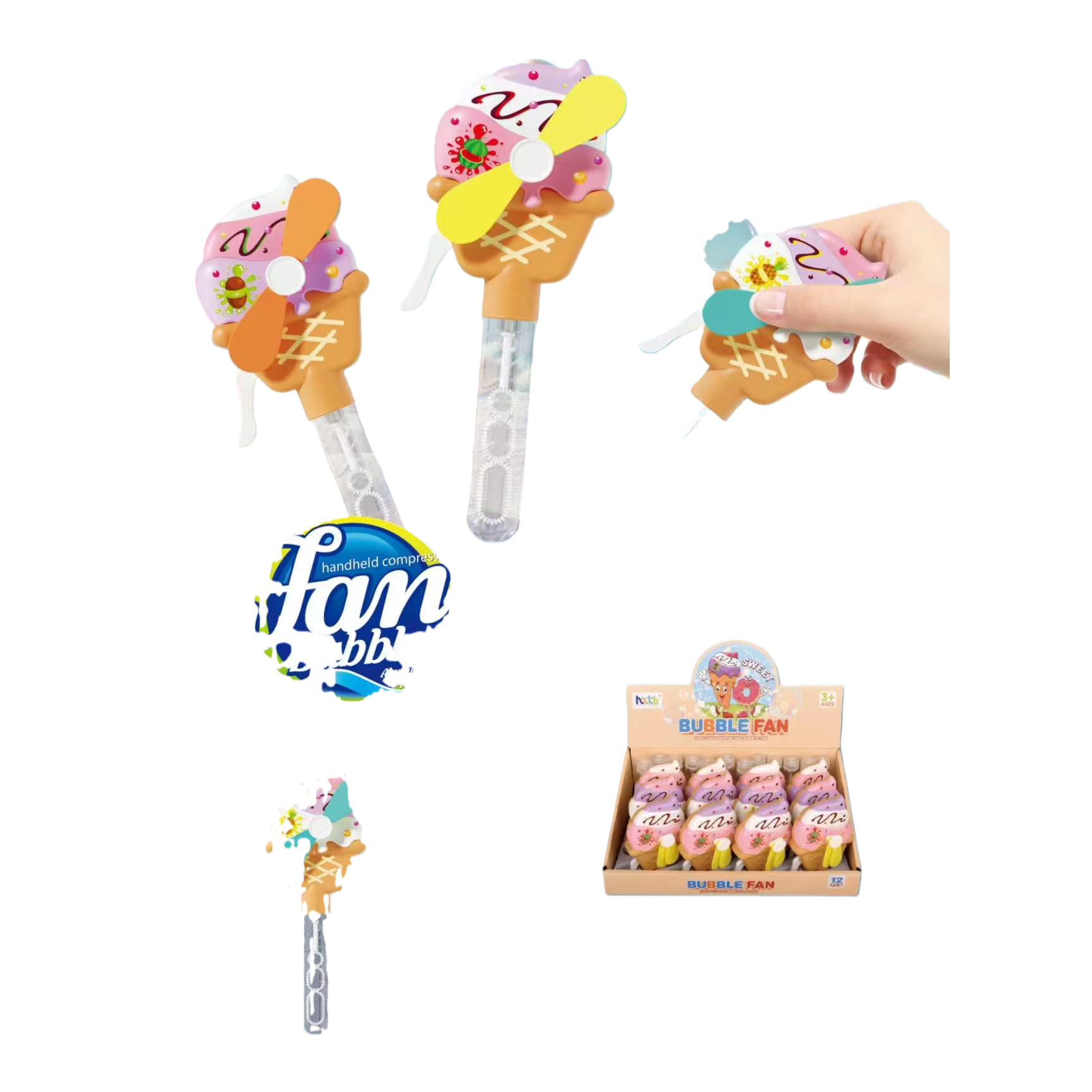 المثلجات الملونة شكل فقاعات ضغط اليد على مروحة صغيرة Item Picture
