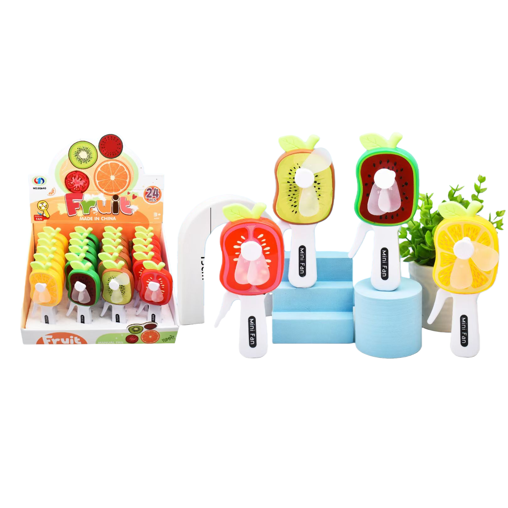 Mini hand-pressed fan in the shape of colorful fruits, portable and silent Item Picture
