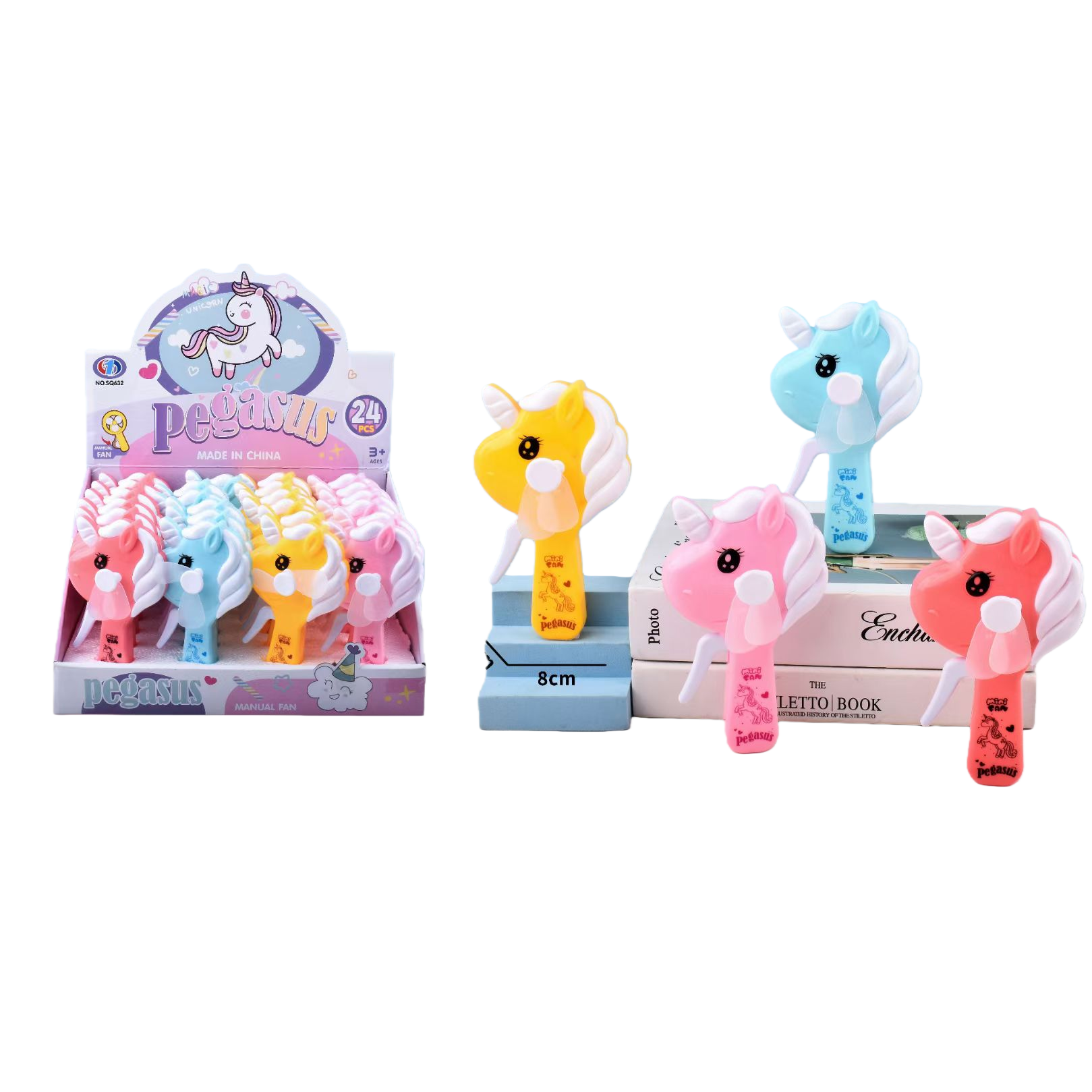 Hot-selling canned fish, colorful unicorn mini hand-pressing fan Item Picture