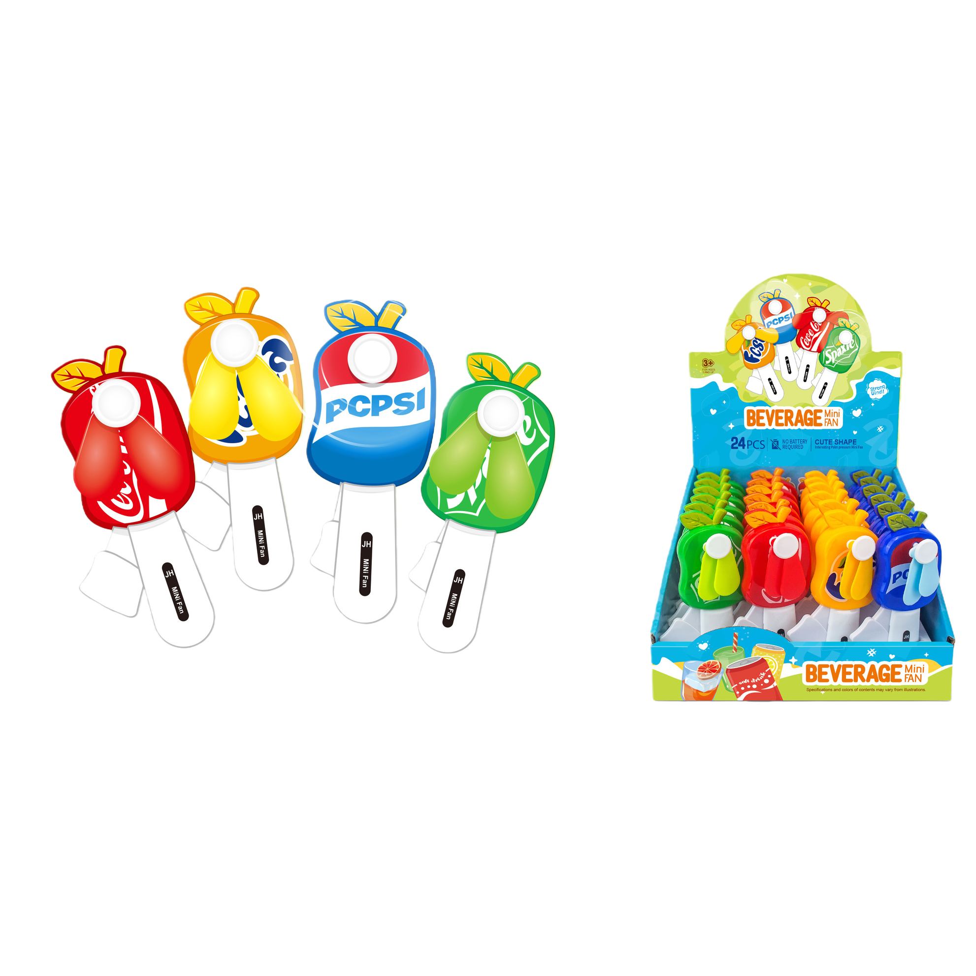 Mini handheld fan, colorful beverage shaped hand-pressed fan Item Picture