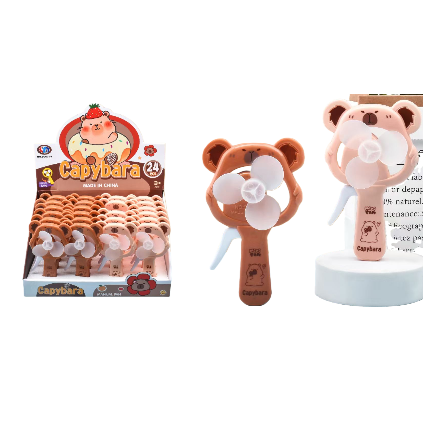 Mini handheld electric fan in the shape of a cartoon bear, hand-pressed small fan Item Picture