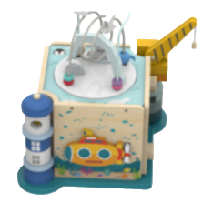 Baby ocean-themed multi-functional game box, pearl lamp tower crane, wooden treasure box, educational toys for 1-3 years old Item Picture