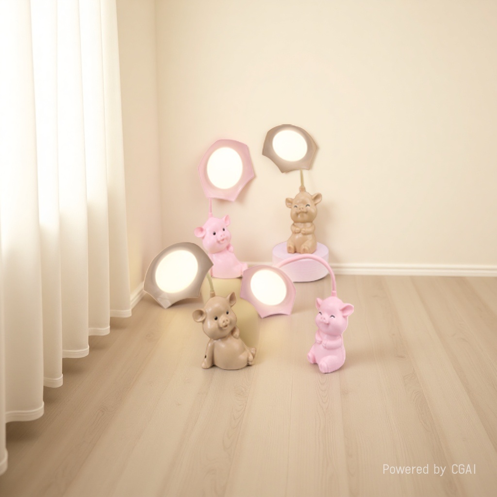 Cool pink pig-shaped ceramic decorative table lamp, handcrafted original wax melting lamp Specification image