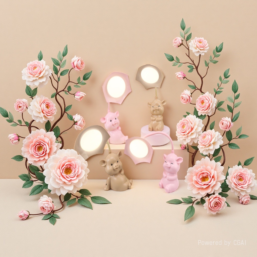 Cool pink pig-shaped ceramic decorative table lamp, handcrafted original wax melting lamp Application Scenario